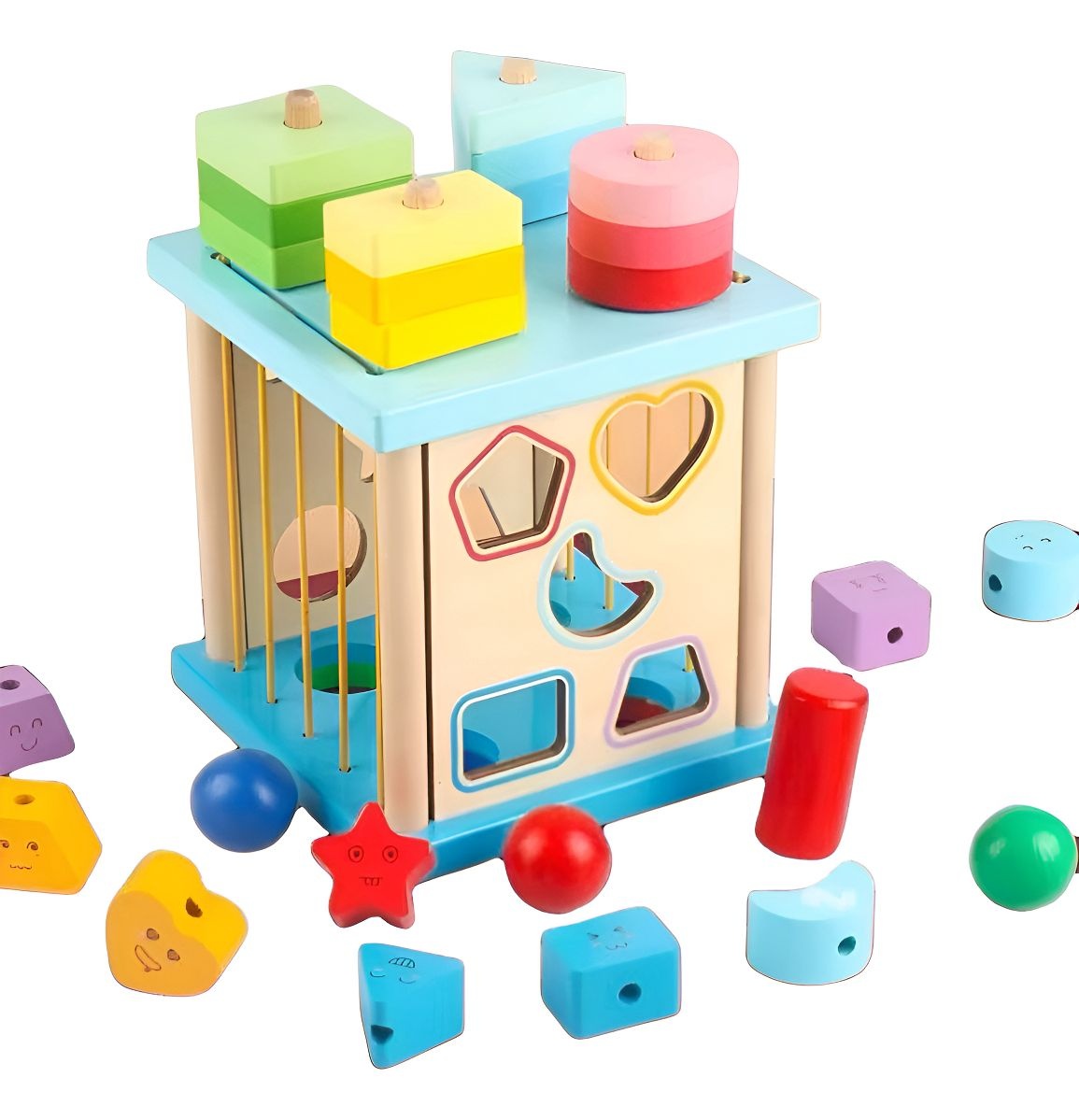 Cubo Didático 4 em 1 em Madeira